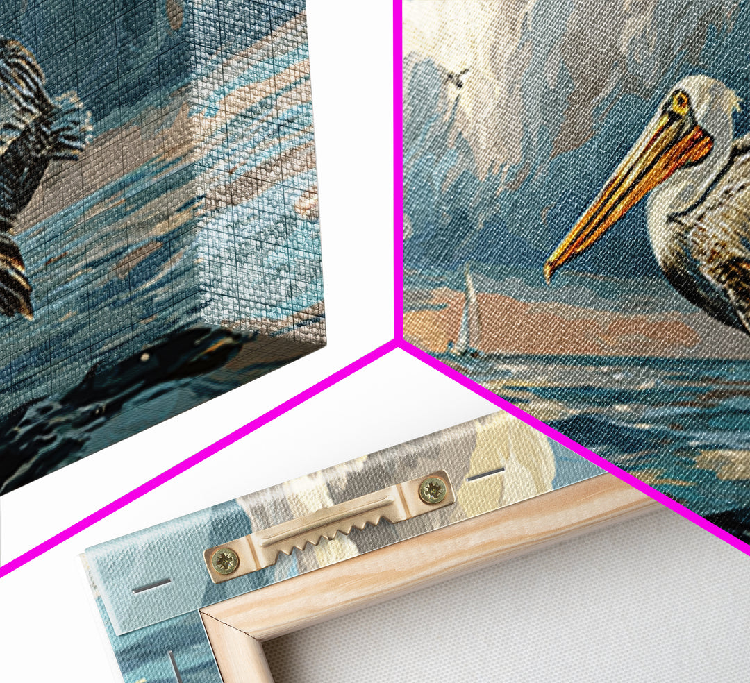 Pelican Diving Toward Fish Near Surface Canvas Print, Marine Life Art, Marine Life, Living Room Decor, Fine Art, Marine, MLA-3x1-39