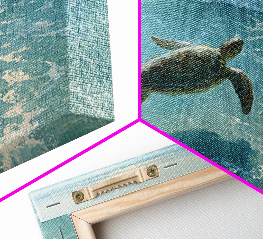 Sea Turtle Gliding Through Clear Blue Water Canvas Print, Marine Life Art, Surf Poster, Living Room Decor, Fine Art, Marine, MLA-3x2-29