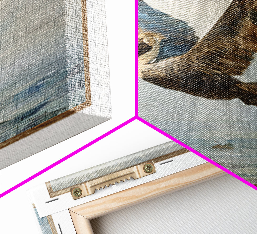 Pelican Diving Toward Fish Near Surface Canvas Print, Marine Life Art, Nautical Decor, Living Room Decor, Fine Art, Marine, MLA-3x2-51