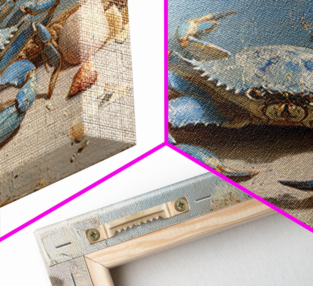 Blue Crab with Painterly Shell Texture Canvas Print, Marine Life Art, Printable Wall Art, Living Room Decor, Fine Art, Marine, MLA-3x2-62