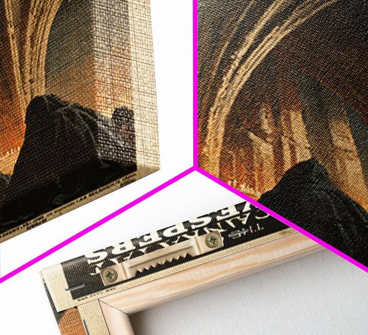 The Cathedral That Sank At Vespers, French Horror Film Poster, Retro Gothic Cinema Art, Vintage Halloween Wall Art, Framed Canvas Print