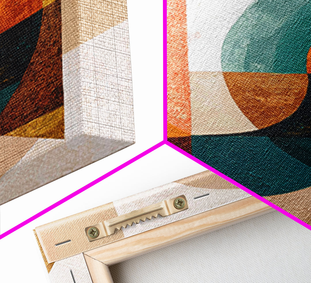 Boomerang Shapes in Mustard Teal and Coral Canvas Print, Midcentury Modern Art, Room Decor, Living Room Decor, Abstract Art, MMA-1x1-25
