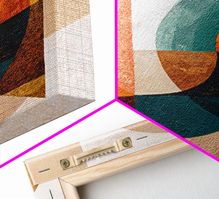 Boomerang Shapes in Mustard Teal and Coral Canvas Print, Midcentury Modern Art, Room Decor, Living Room Decor, Abstract Art, MMA-1x1-25