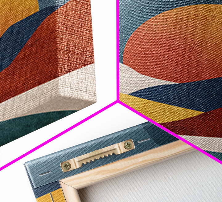 Large Sun and Hill Shapes Framed Canvas Print, Midcentury Modern Art, Textured Painting, Living Room Decor, Abstract Art, Retro, MMA-1x1-29