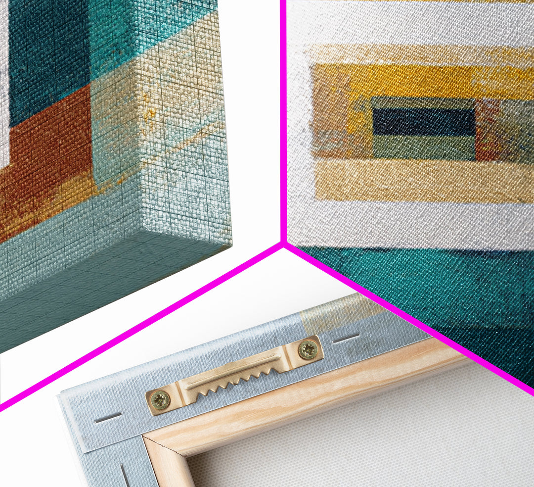 Teal Sofa Era Abstract Pattern Without Furniture Canvas Print, Midcentury Modern Art, Digital Prints, Living Room Decor, Retro, MMA-1x1-96