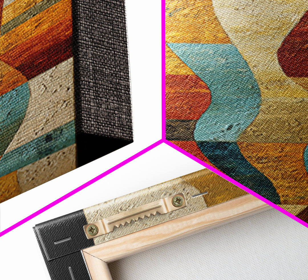 Desert Landscape Reduced to Color Blocks Canvas Print, Midcentury Modern Art, Art Print, Living Room Decor, Oil Painting, Retro, MMA-1x3-44