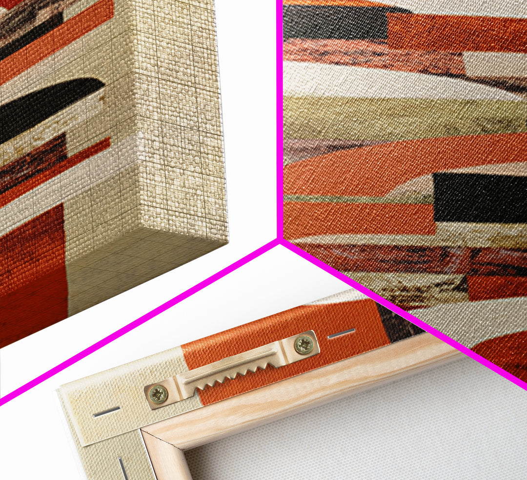Stacked Arches in Burnt Orange and Cream Canvas Print, Midcentury Modern Art, Modern Decor, Living Room Decor, Fine Art, Retro, MMA-1x3-49