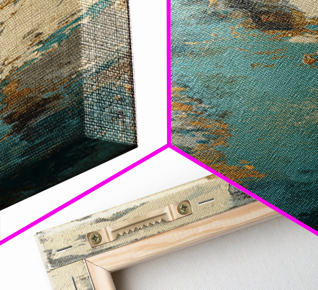 Teal Sofa Era Abstract Pattern Without Furniture Canvas Print, Midcentury Modern Art, Digital Print, Living Room Decor, Retro, MMA-1x3-84