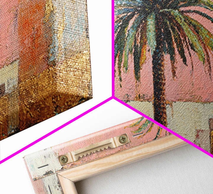 Stylized Palm Tree Framed Canvas Print, Midcentury Modern Art, Wall Decor, Living Room Decor, Fine Art, Retro, Digital Print, MMA-2x1-37
