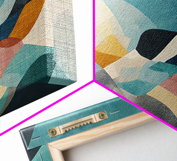 Teal Sofa Era Abstract Pattern Without Furniture Canvas Print, Midcentury Modern Art, Living Room Decor, Retro, MMA-2x1-44
