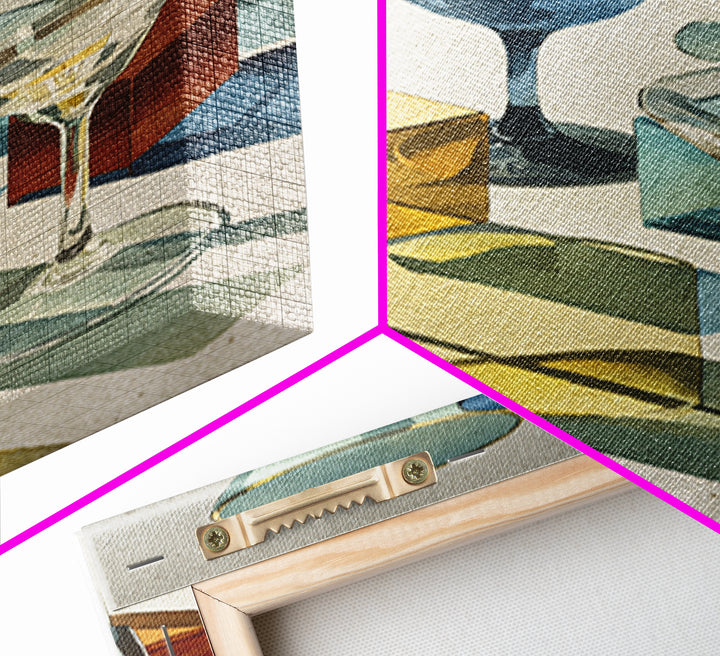 Retro Cocktail Glasses Canvas Print, Midcentury Modern Art, Mid Century Modern, Living Room Decor, Retro, Boho Wall Decor, MMA-2x3-86