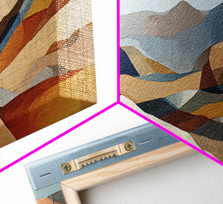 Desert Landscape Reduced to Color Blocks Canvas Print, Midcentury Modern Art, Textured Painting, Living Room Decor, Retro, MMA-3x1-48