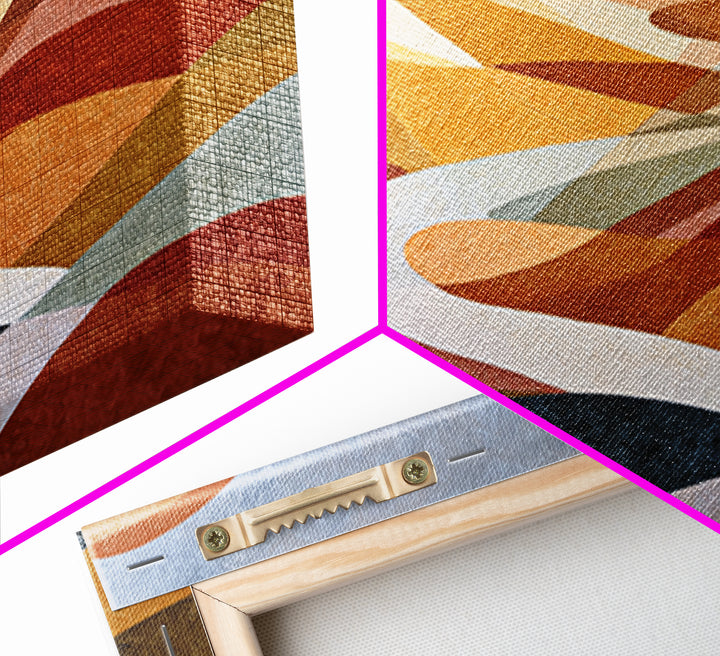 Large Sun and Hill Shapes Canvas Print, Midcentury Modern Art, Abstract Painting, Living Room Decor, Abstract Art, Retro, MMA-3x2-33