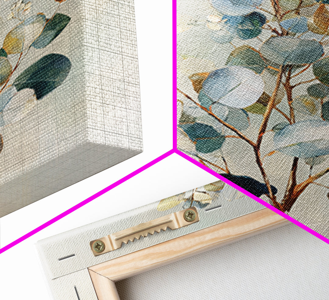 Botanical Eucalyptus Branch Framed Canvas Print, Medical Office Art, Medical Decor, Office Decor, Oil Painting, Calm, MOA-1x1-27