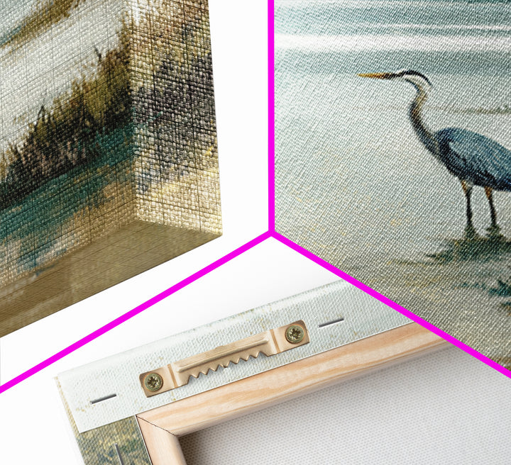 Blue Heron Standing Framed Canvas Print, Medical Office Art, Nurse Wall Art, Office Decor, Fine Art, Calm, Room Decor, MOA-1x1-38