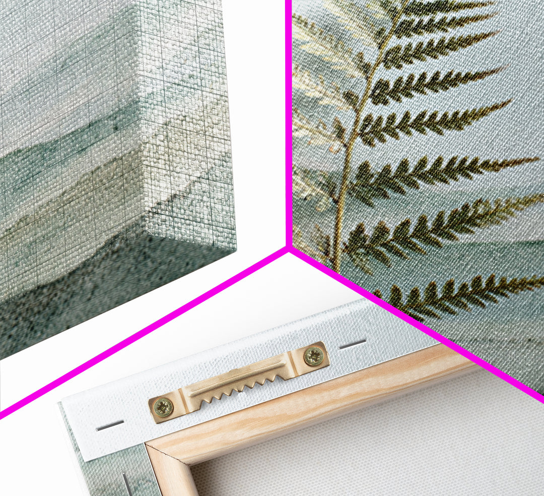 Minimal Green Fern Specimen Framed Canvas Print, Medical Office Art, Teal Wall Art, Office Decor, Fine Art, Calm, Anatomy Art, MOA-1x1-56