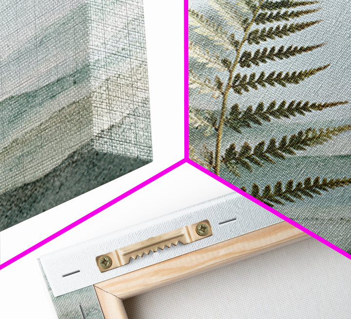 Minimal Green Fern Specimen Framed Canvas Print, Medical Office Art, Teal Wall Art, Office Decor, Fine Art, Calm, Anatomy Art, MOA-1x1-56