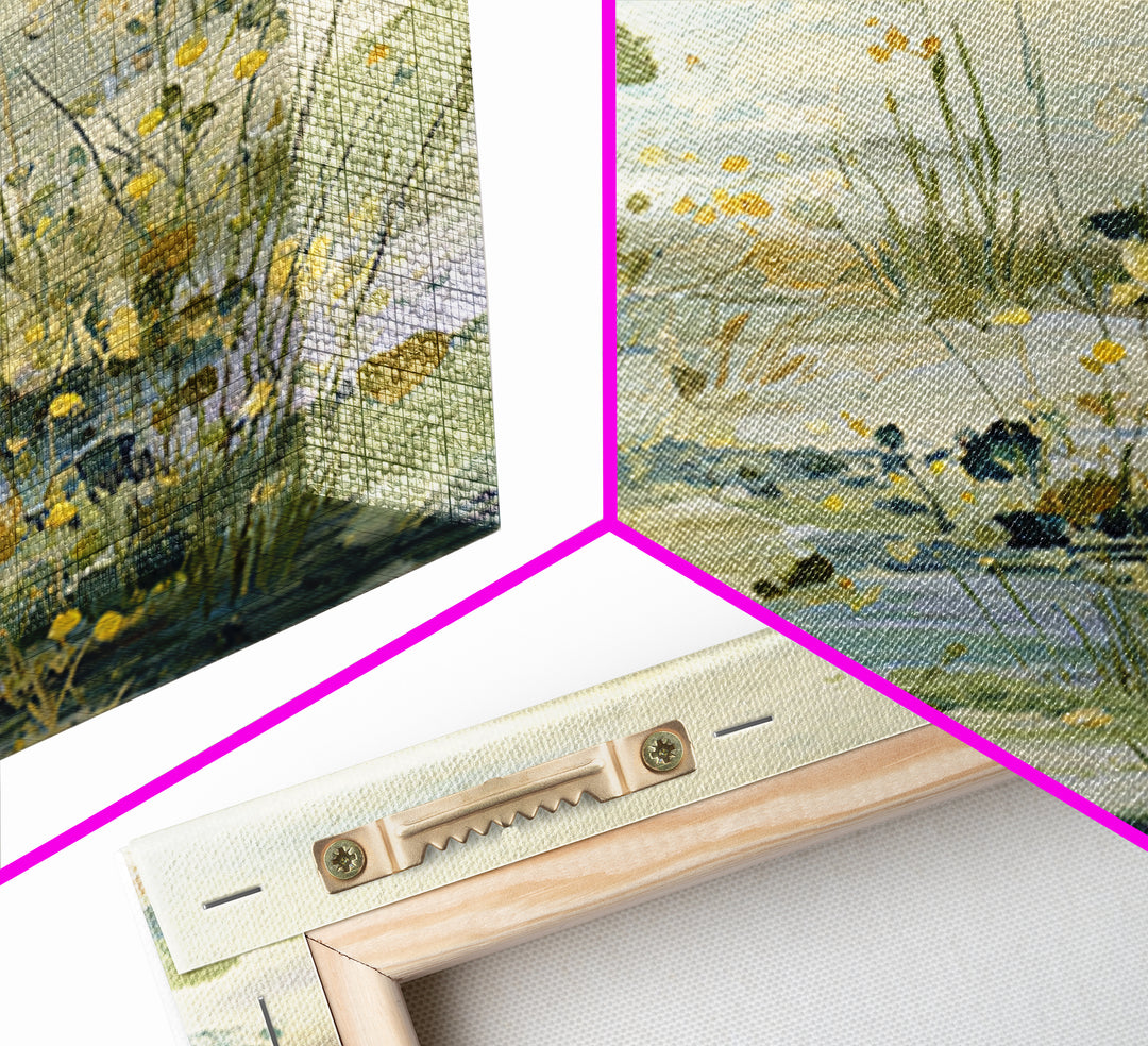 Sunlit Meadow with Wildflowers and Calm Mood Framed Canvas Print, Medical Office Art, Biology Art, Office Decor, Fine Art, Calm, MOA-1x1-84