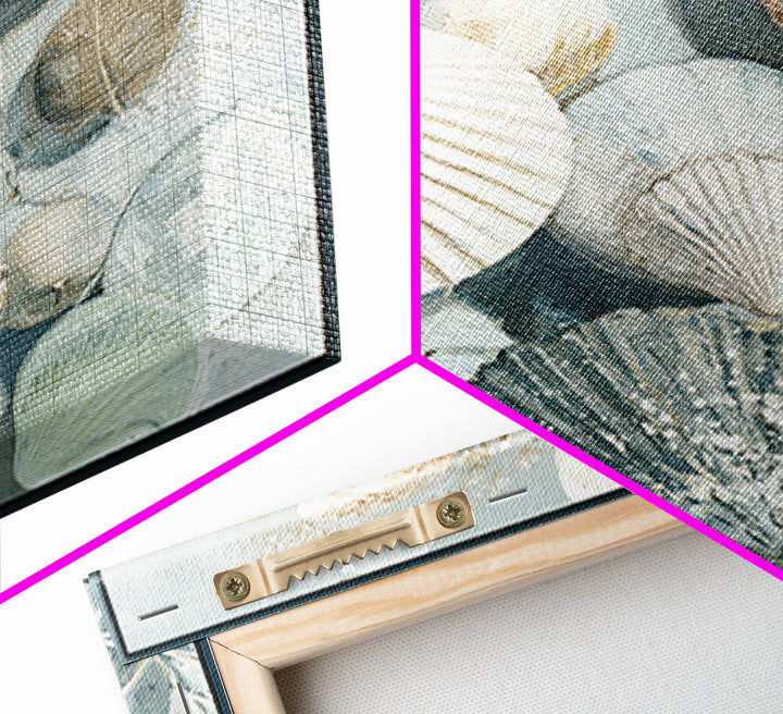 Coastal Shells and Water Study Canvas Print, Medical Office Art, Science Art, Office Decor, Fine Art, Calm, Textured Painting, MOA-1x1-92
