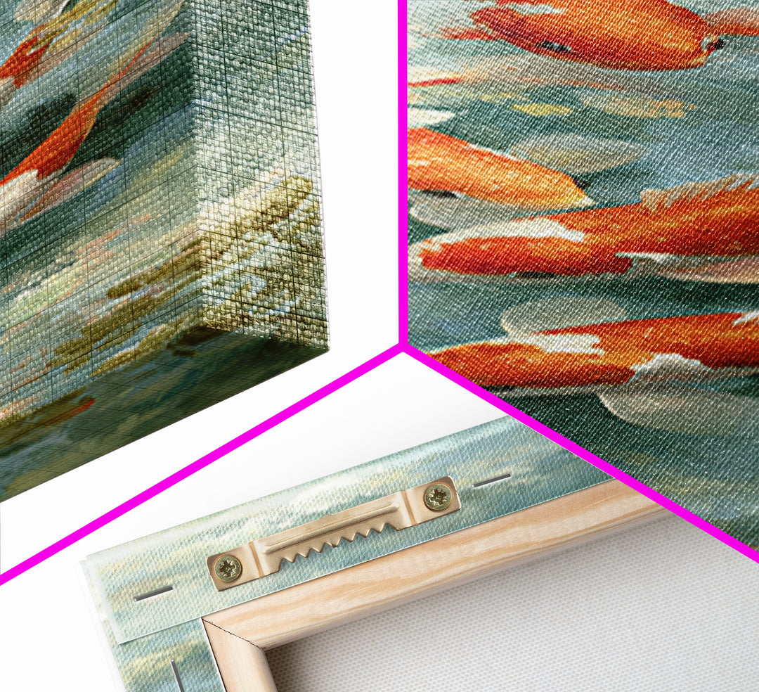 Calm Koi Fish Swimming Through Clear Water Canvas Print, Medical Office Art, Medical Wall Art, Office Decor, Fine Art, Calm, MOA-1x3-10