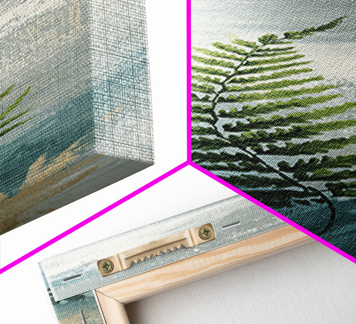 Minimal Green Fern Specimen Framed Canvas Print, Medical Office Art, Luxury Decor, Office Decor, Calm, Digital Wall Art, MOA-1x3-20