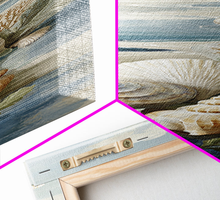 Coastal Shells and Water Study Canvas Print, Medical Office Art, Medical Student Gift, Office Decor, Calm, Anatomy Poster, MOA-1x3-56