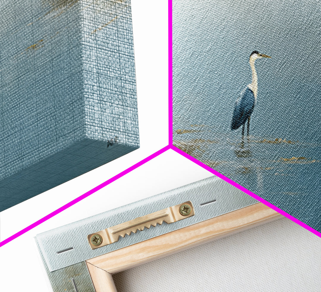 Blue Heron Standing Framed Canvas Print, Medical Office Art, Art Print, Office Decor, Calm, Printable Art, Minimalist Art, MOA-2x1-10