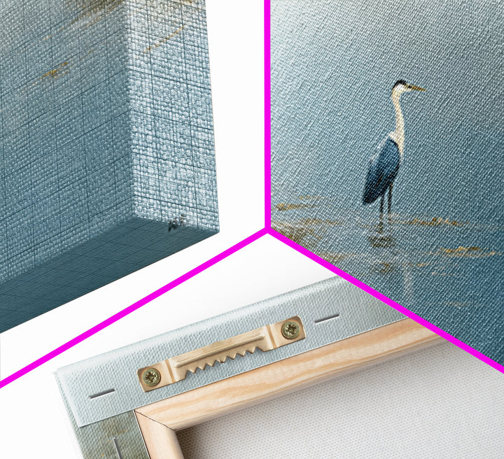 Blue Heron Standing Framed Canvas Print, Medical Office Art, Art Print, Office Decor, Calm, Printable Art, Minimalist Art, MOA-2x1-10