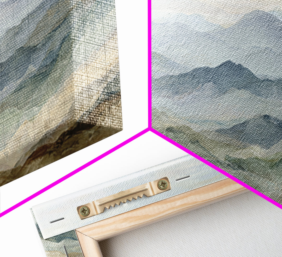 Soft Mountain Landscape Canvas Print, Medical Office Art, Digital Art, Office Decor, Oil Painting, Calm, Medical Decor, MOA-2x1-70