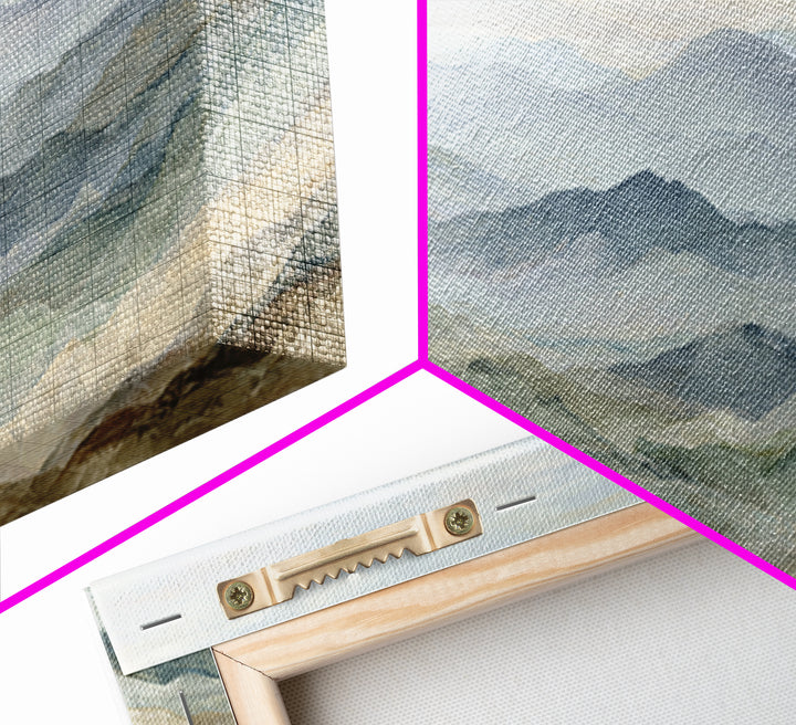 Soft Mountain Landscape Canvas Print, Medical Office Art, Digital Art, Office Decor, Oil Painting, Calm, Medical Decor, MOA-2x1-70