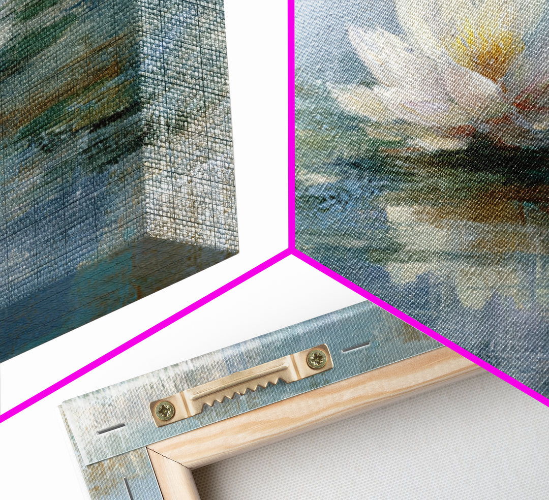 Lotus Flower Floating on Still Water Framed Canvas Print, Medical Office Art, School Nurse Art, Office Decor, Watercolor Art, MOA-2x1-79
