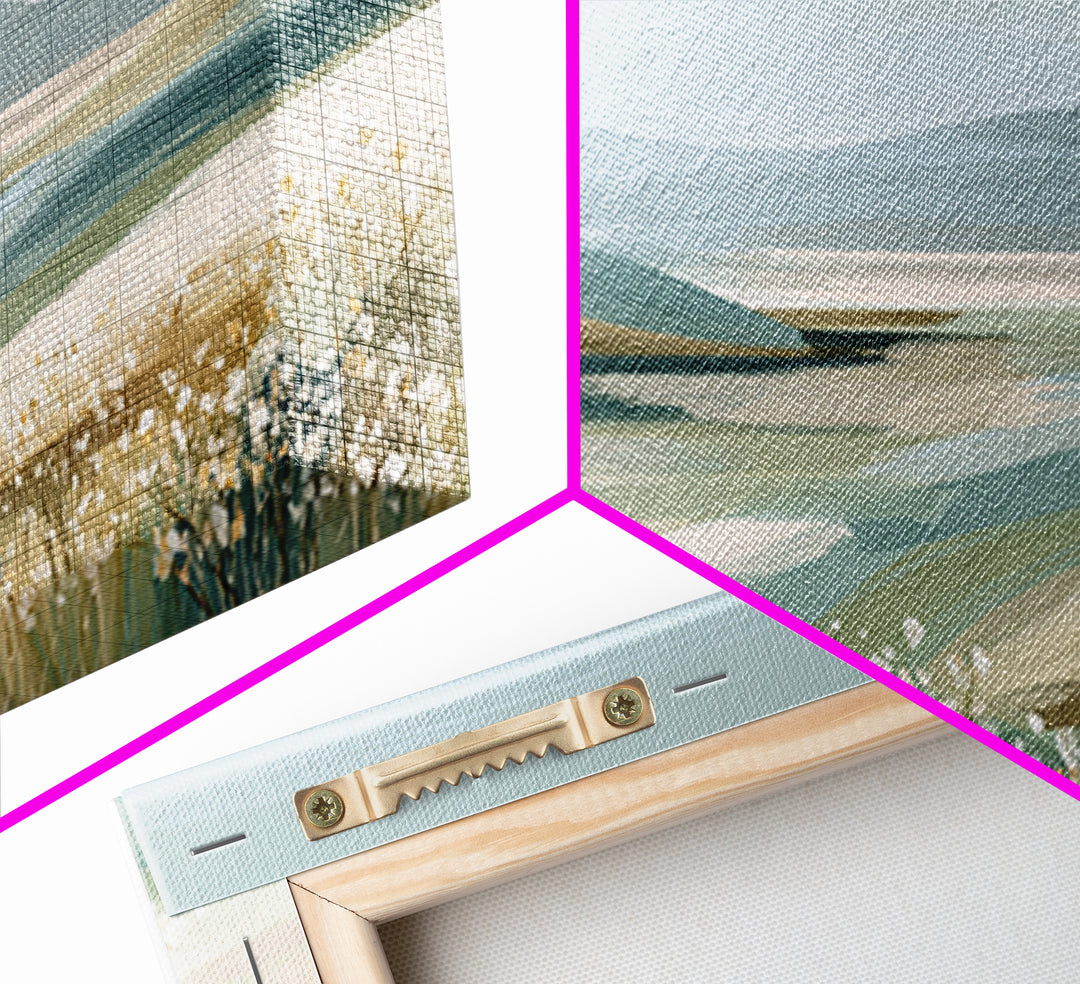 Sunlit Meadow with Wildflowers and Calm Mood Framed Canvas Print, Medical Office Art, Luxury Decor, Office Decor, MOA-2x1-8