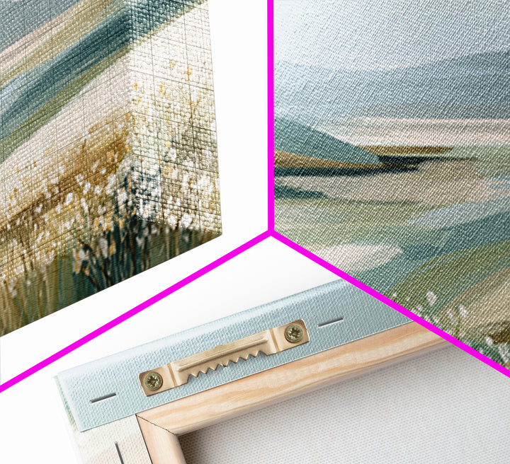 Sunlit Meadow with Wildflowers and Calm Mood Framed Canvas Print, Medical Office Art, Luxury Decor, Office Decor, MOA-2x1-8