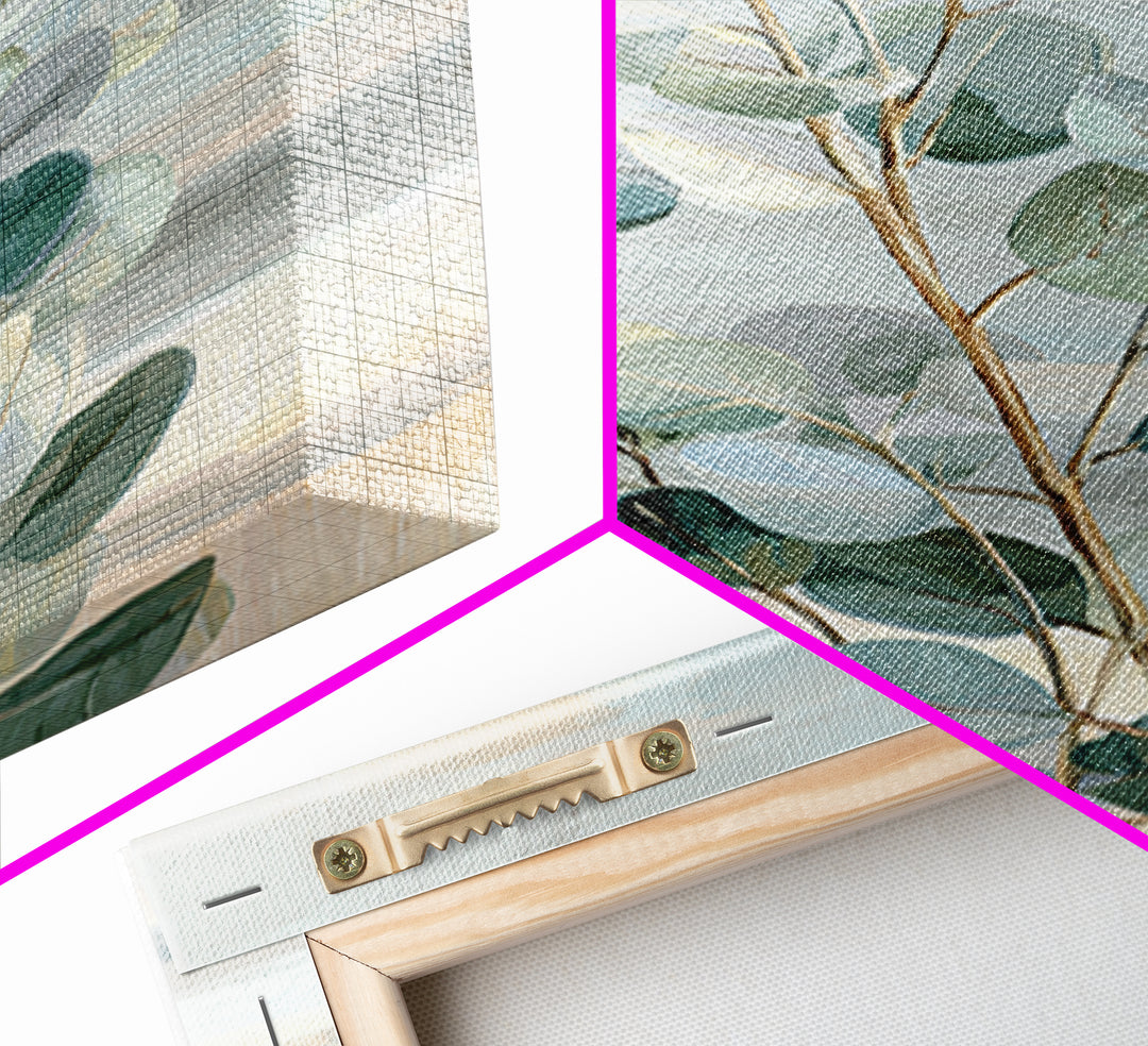 Botanical Eucalyptus Branch Canvas Print, Medical Office Art, Office Decor, Watercolor Art, Calm, Teal Wall Art, MOA-2x3-35