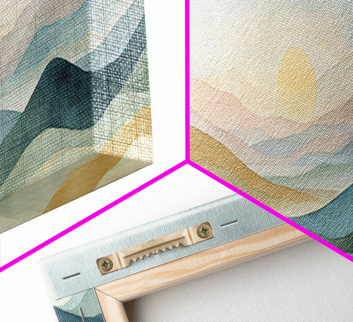 Minimal Sunrise over Rounded Hills Framed Canvas Print, Medical Office Art, Science Art, Office Decor, Fine Art, Calm, MOA-3x1-15