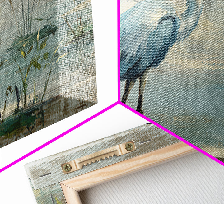 Blue Heron Standing Framed Canvas Print, Medical Office Art, Medical Wall Art, Office Decor, Fine Art, Calm, Neutral Decor, MOA-3x2-90