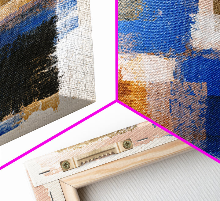 Expressive Brushwork in Cobalt and Rust Canvas Print, Modern Art, Set of 3 Prints, Living Room Decor, Oil Painting, Modern, MOD-1x1-30
