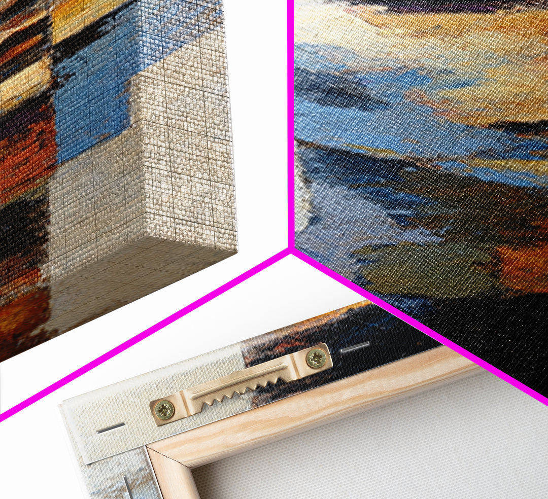 Expressive Brushwork in Cobalt and Rust Canvas Print, Modern Art, Art Print, Living Room Decor, Oil Painting, Modern, MOD-1x3-90
