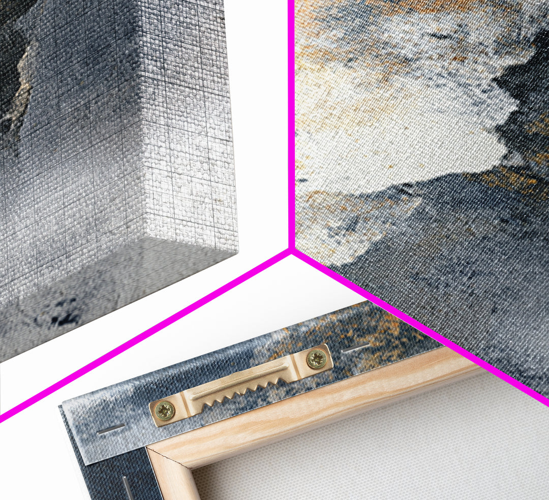 Monochrome Ink and Acrylic Mixed Media Look Framed Canvas Print, Modern Art, Canvas Art, Living Room Decor, Fine Art, Modern, MOD-2x3-76