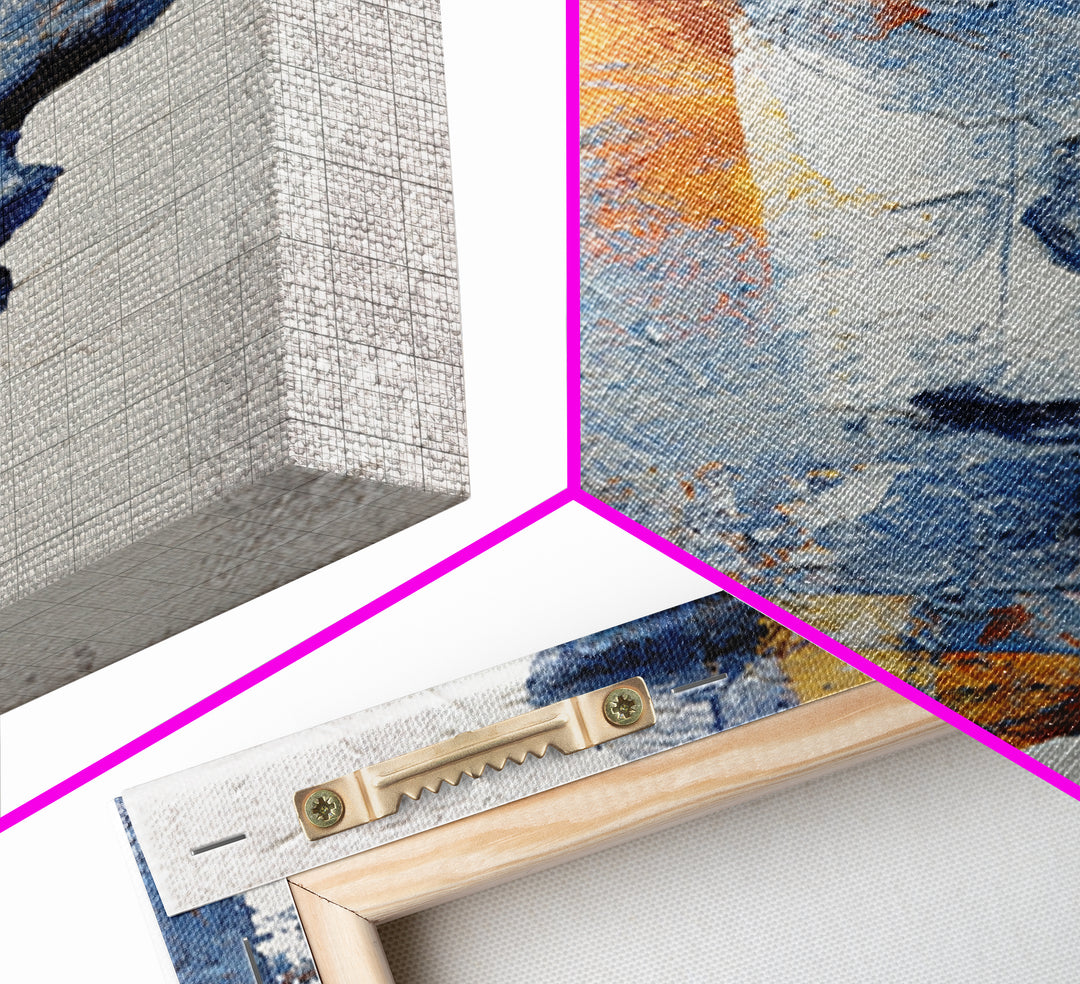 Expressive Brushwork in Cobalt and Rust Canvas Print, Modern Art, Digital Art, Living Room Decor, Abstract Art, Modern, MOD-2x3-86