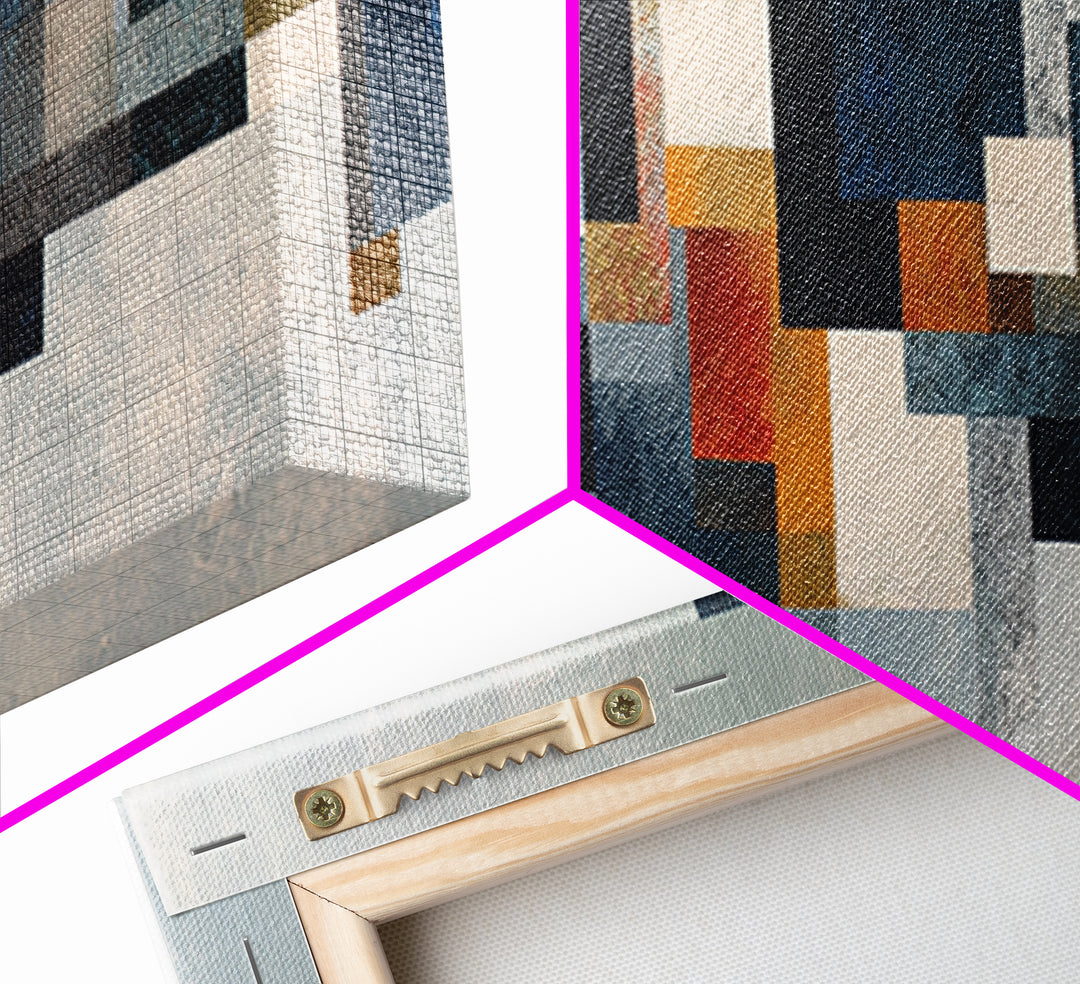 Geometric City Abstraction Canvas Print, Modern Art, Mid Century Modern Art, Living Room Decor, Fine Art, Modern, Art Print, MOD-3x1-20