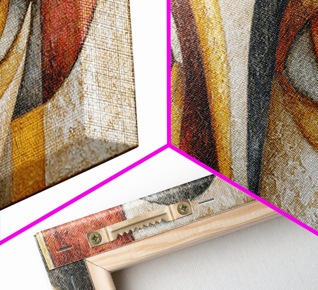 Abstract Face with Asymmetrical Features Framed Canvas Print, Modern Art, Art, Living Room Decor, Fine Art, Modern, Canvas Art, MOD-3x1-47