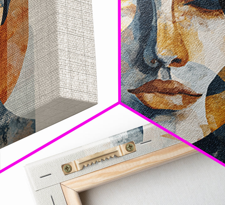 Abstract Face with Asymmetrical Features Canvas Print, Modern Art, Wall Art, Living Room Decor, Fine Art, Modern, Artwork, MOD-3x2-83