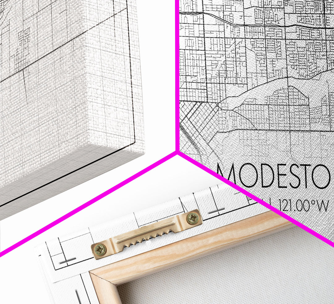 Modesto City Map, California Map, Map Art, Minimalist Wall Art, Wall Art, Canvas Art, Gift For Wife, Dorm Room Prints, Horizontal Wall Art