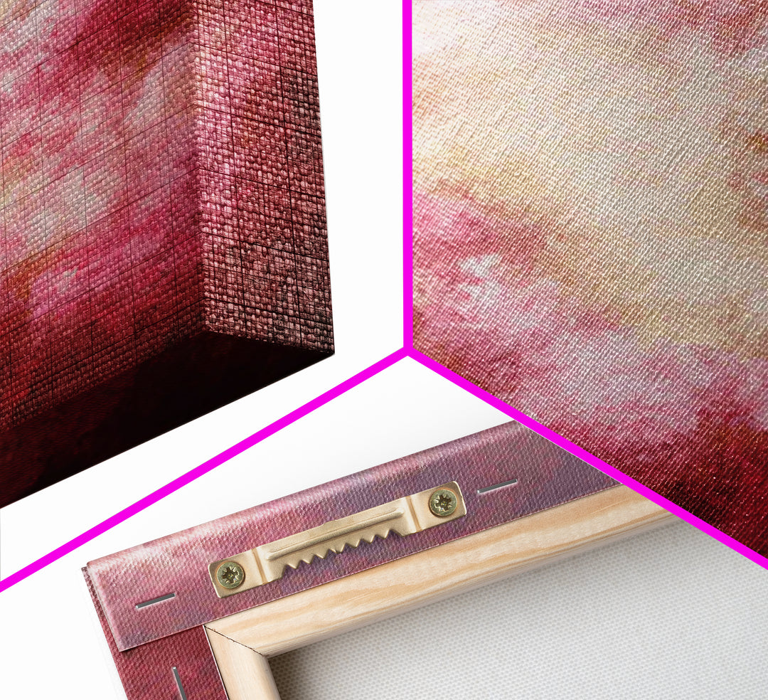 All Pink Cloudscape Framed Canvas Print, Monochrome Art, Abstract Painting, Living Room Decor, Abstract Art, Mono, Luxury Decor, MON-1x1-84