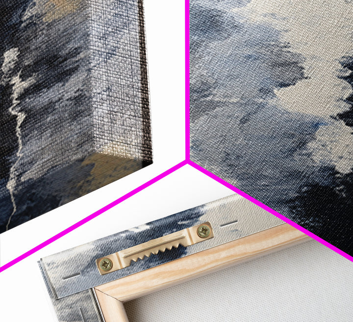 Black Ink Abstract Canvas Print, Monochrome Art, Wallpaper Mural, Living Room Decor, Fine Art, Mono, Textured Painting, MON-1x3-42