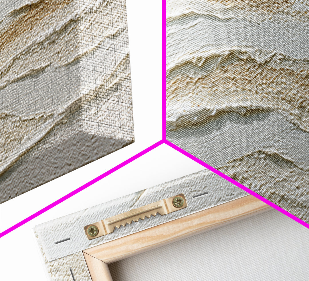 Ivory White Plaster Texture Composition Framed Canvas Print, Monochrome Art, Home Decor, Living Room Decor, Fine Art, Mono, MON-2x1-25