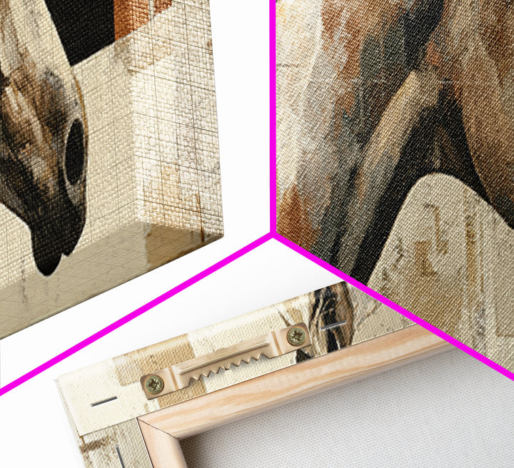 Sepia Horse Portrait Framed Canvas Print, Monochrome Art, Original Painting, Living Room Decor, Fine Art, Mono, Dopamine Decor, MON-3x1-18