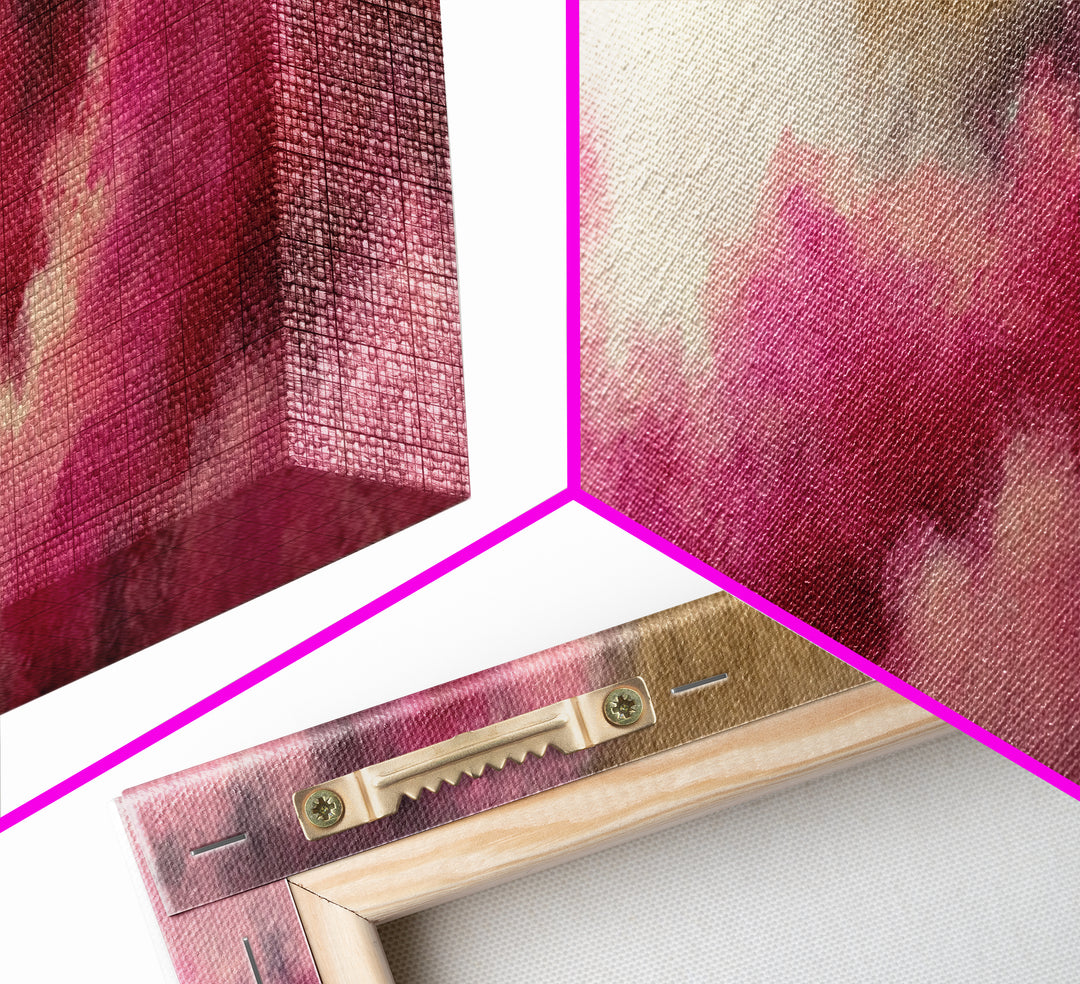 All Pink Cloudscape Framed Canvas Print, Monochrome Art, Modern Art, Living Room Decor, Oil Painting, Mono, Textured Painting, MON-3x1-28