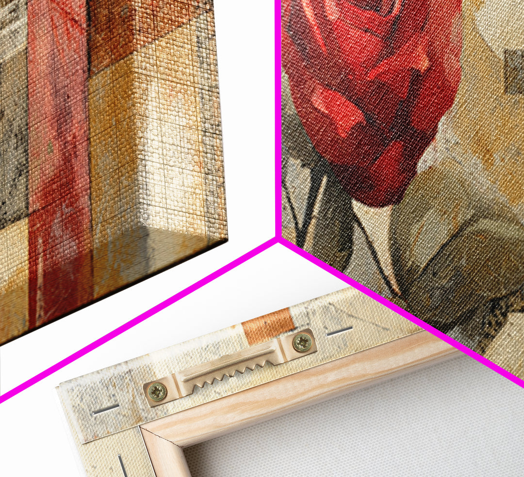 Single Red Rose Rendered Only Canvas Print, Monochrome Art, Original Painting, Living Room Decor, Mono, Dopamine Decor, MON-3x1-71